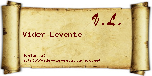 Vider Levente névjegykártya